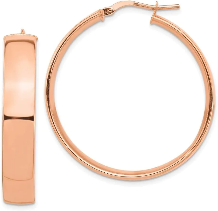 Real 14k Rose Gold 7mm Hoop Earrings