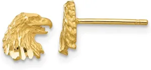 Real 14k Yellow Gold Diamond-cut Eagle Studs Earrings - 7mm x 6mm