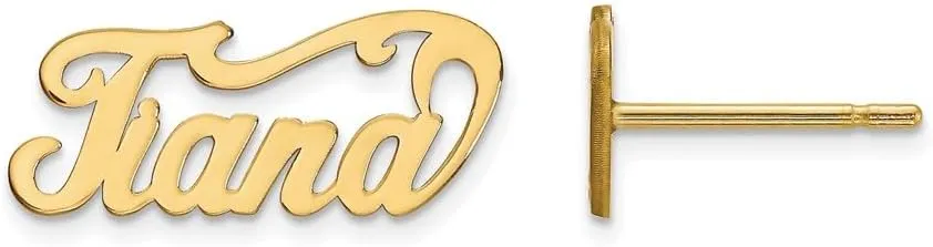 Real 14k Yellow Gold Nameplate Post Studs Earrings - Flyer Pg. 7-14mm x 6mm