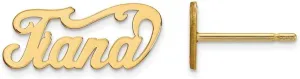 Real 14k Yellow Gold Nameplate Post Studs Earrings - Flyer Pg. 7-14mm x 6mm