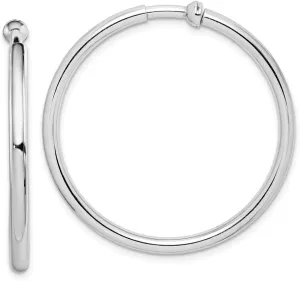Real 925 Sterling Silver Non-Pierced Tube Hoop Earrings 37mm