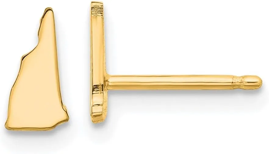 Real 925 Sterling Silver Yellow Gold-Plated NH Small State Studs Earring - 8mm x 4mm