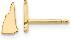 Real 925 Sterling Silver Yellow Gold-Plated NH Small State Studs Earring - 8mm x 4mm