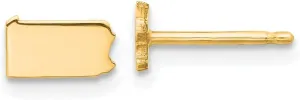 Real 925 Sterling Silver Yellow Gold-Plated PA Small State Studs Earring - 4mm x 7mm