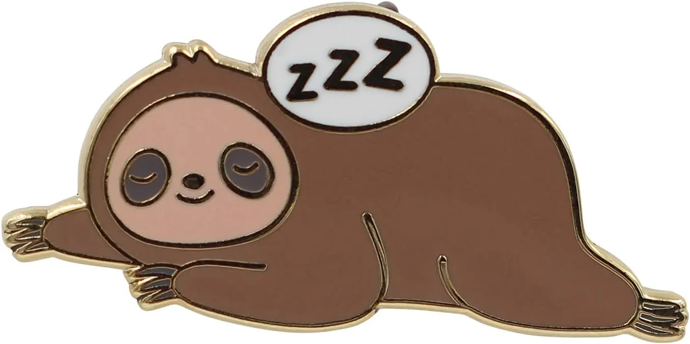 REAL SIC Coffee Sloth, Time For Coffee Enamel Pin - Sleepy Lapel Pin for Jackets, Backpacks, Hats, Tops and Bags