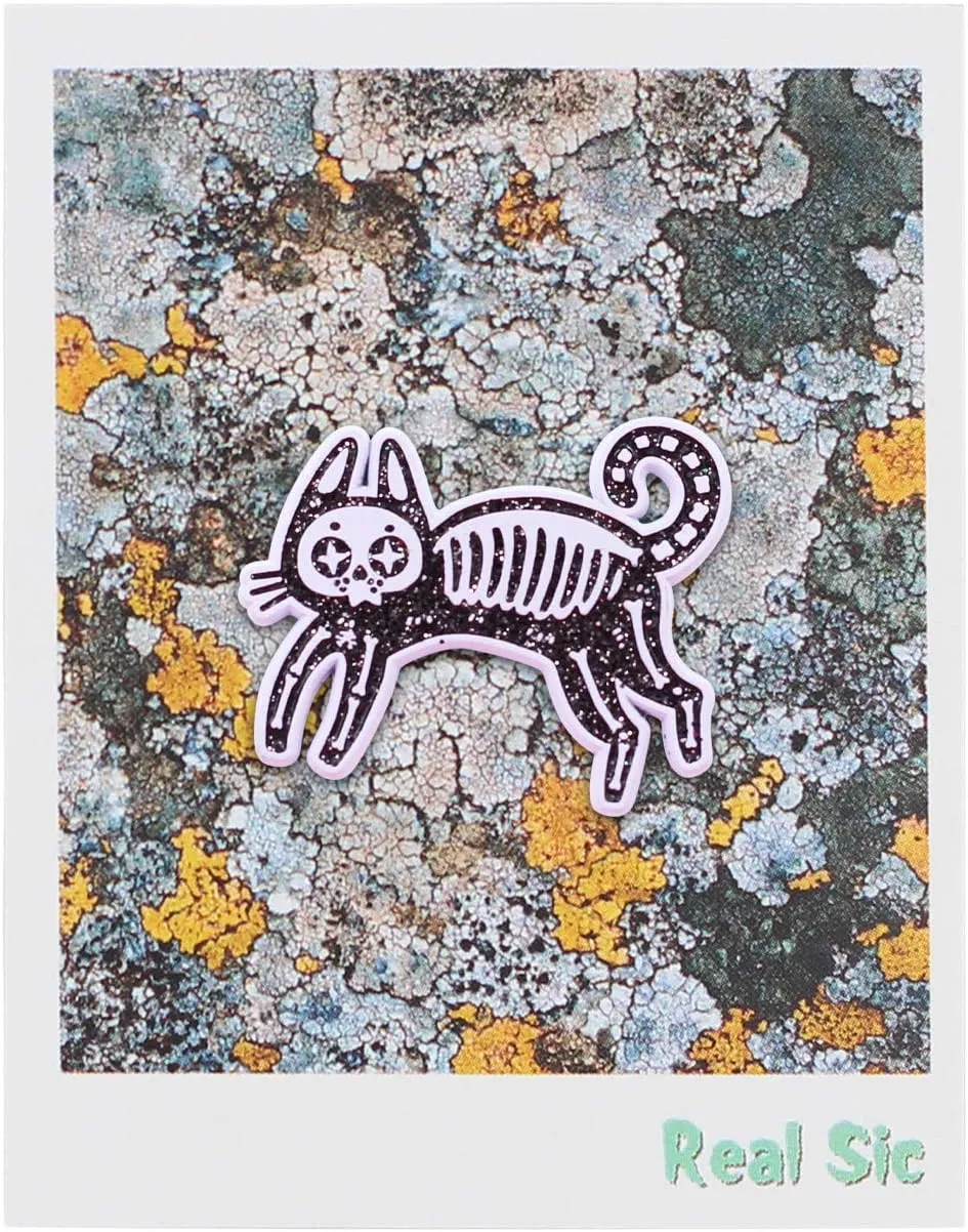 REAL SIC Skeleton Cat Pin - Occult Black Cat Lapel Pin - Halloween Witch Enamel Pin Accessory for Jackets, Backpacks, Hats, Bags & Tops