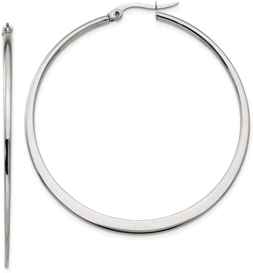 Real Stainless Steel 50mm Hoop Earrings 50mm