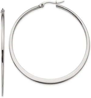 Real Stainless Steel 50mm Hoop Earrings 50mm