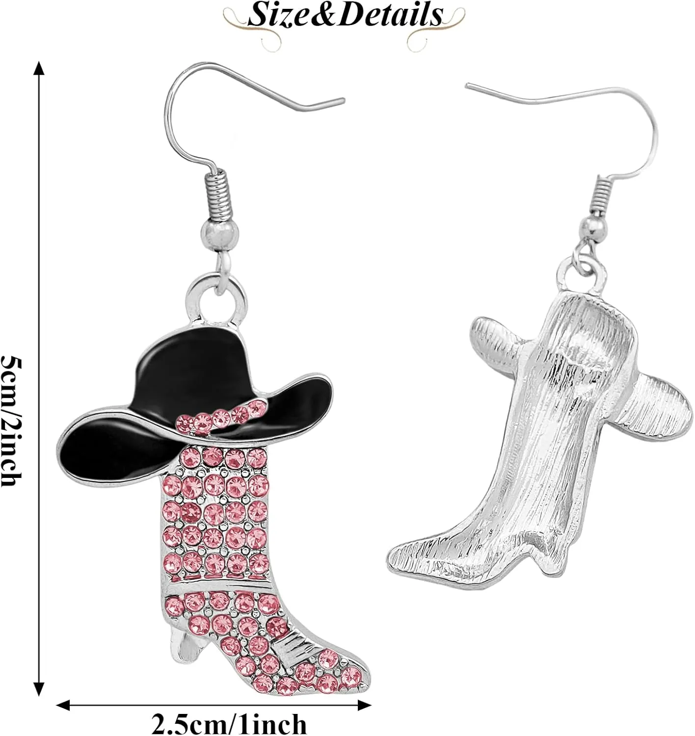 RechicGu Rhinestone Western Boots Earrings Cowgirl Cowboy Enamel Hat Bohemian Rodeo Boot Drop Dangle Earrings for Women
