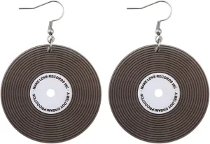 Records Earrings for Women 1950's Rock 'N' Roll Women's Vinyl Record Dangle Earrings Player DJ Rock 50s 60s 70s Classi Music Circle Record Drop Earrings