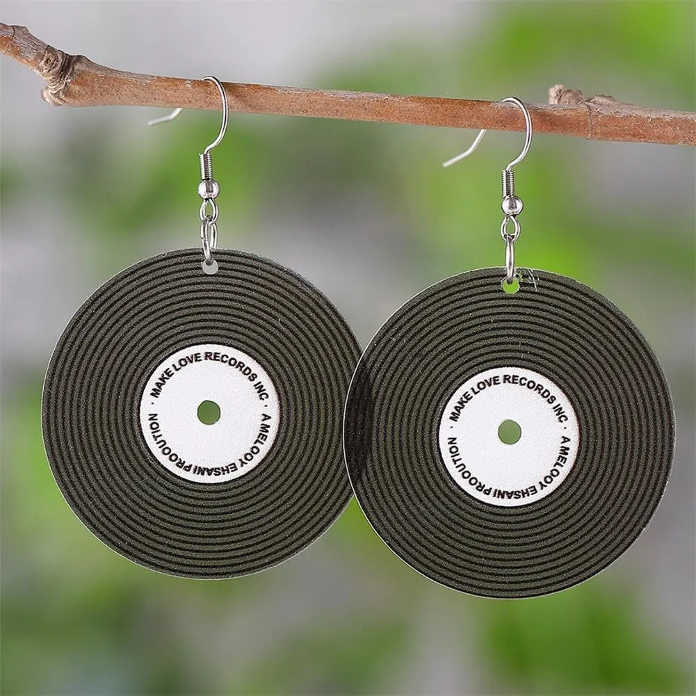 Records Earrings for Women 1950's Rock 'N' Roll Women's Vinyl Record Dangle Earrings Player DJ Rock 50s 60s 70s Classi Music Circle Record Drop Earrings