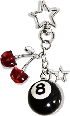Red/Black Lucky Dice Cherry 8 Ball Keychain Star Bags Charms Cute Y2k Aesthetic Accessory for Keys Women Men