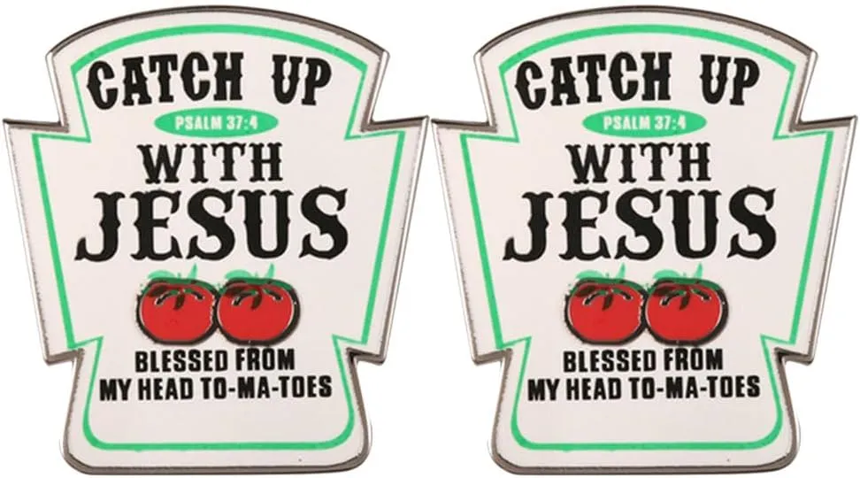 Religious Christian Enamel Pin Jesus Ketchup Lapel Pin Tomato Pin Badge Brooch