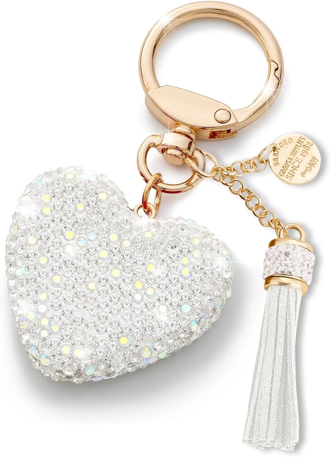Rhinestone Heart Keychain for Women Sparkly Car Key Chain Glitter Crystal Love Tassel Keychain for Purse Accessories