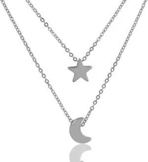 Roe Dolph Layered Pendant Necklace for Women Multi-layer Gold Silver Coin Geometric Chain Choker Necklace Dainty Chunky Link Chain Choker Necklaces for Women Trendy Jewelry Birthday Gifts