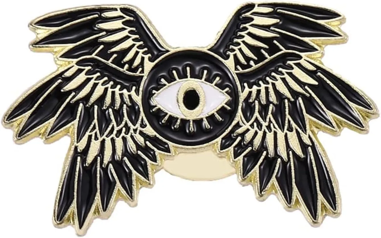ROFARSO Black Lucky Charm Evil Eye Enamel Lapel Pin Set El ojo del diablo Pin, Halloween Accessory for Backpacks Clothing Bags Hats Shirts