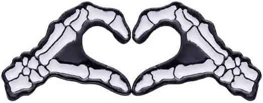 ROFARSO Love Heart Gesture Enamel Lapel Pin Set Skeleton Pin, Halloween Accessory for Backpacks Clothing Bags Hats Shirts