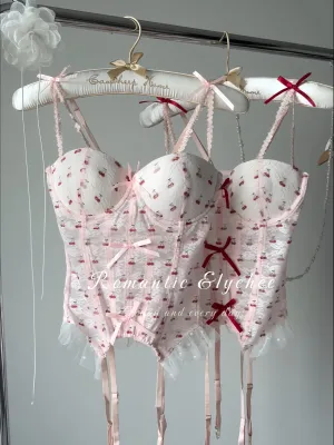 Romantic Lychee Cherry Corset Top