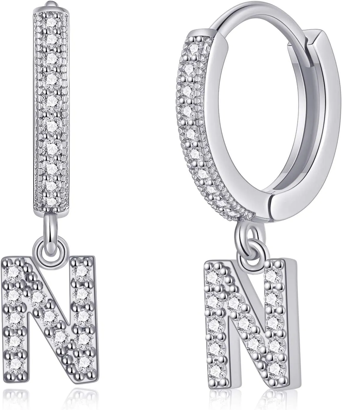 SANNYRA Initial Hoop Earrings for Women, 14K Gold Silver Rose Gold Plated CZ Letter Hypoallergenic Stud Earring Gifts