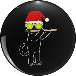 Santa Cat Playing Flute Wearing Cool Sunglasses Lapel Pin Cute Brooch Pins Badges