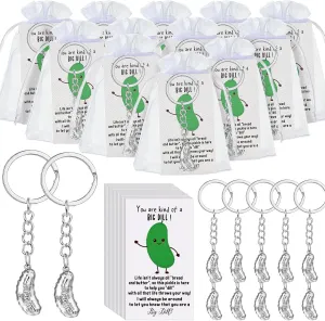 Sasylvia 30 Set Employee Appreciation Gifts Pickle Keychains with Positive Cards Bulk Inspirational Gifts for Coworker Staff Teacher Friends