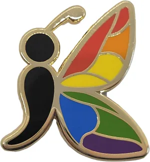 Semicolon Butterfly Pin with Rainbow Pride Colors | Suicide Prevention Mental Health Awareness Enamel Lapel Pin