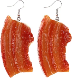 Simulated Braised Pork Belly Earrings for Women Funky Meat Food Drop Dangle Earrings Party Jewelry