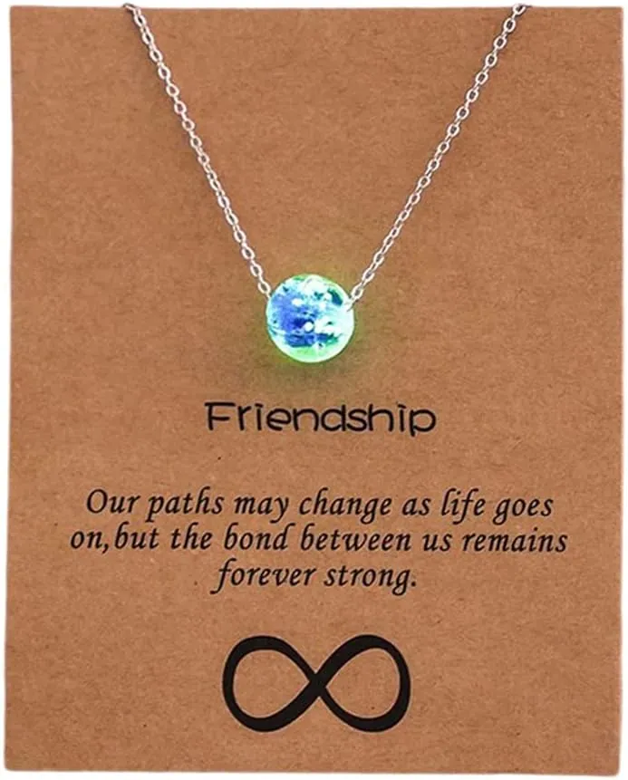 Siopue Friendship Gifts for Women Men Glow in the Dark Necklace for Best Friend Birthday Gifts for BFF Christmas Gifts for Bestie Necklace with Message Card