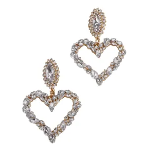Sither Heart Crystal Earrings for Women Color Crystal Statement Earrings Drop Dangling Earrings Jewelry for Party Halloween Christmas Gift (white)