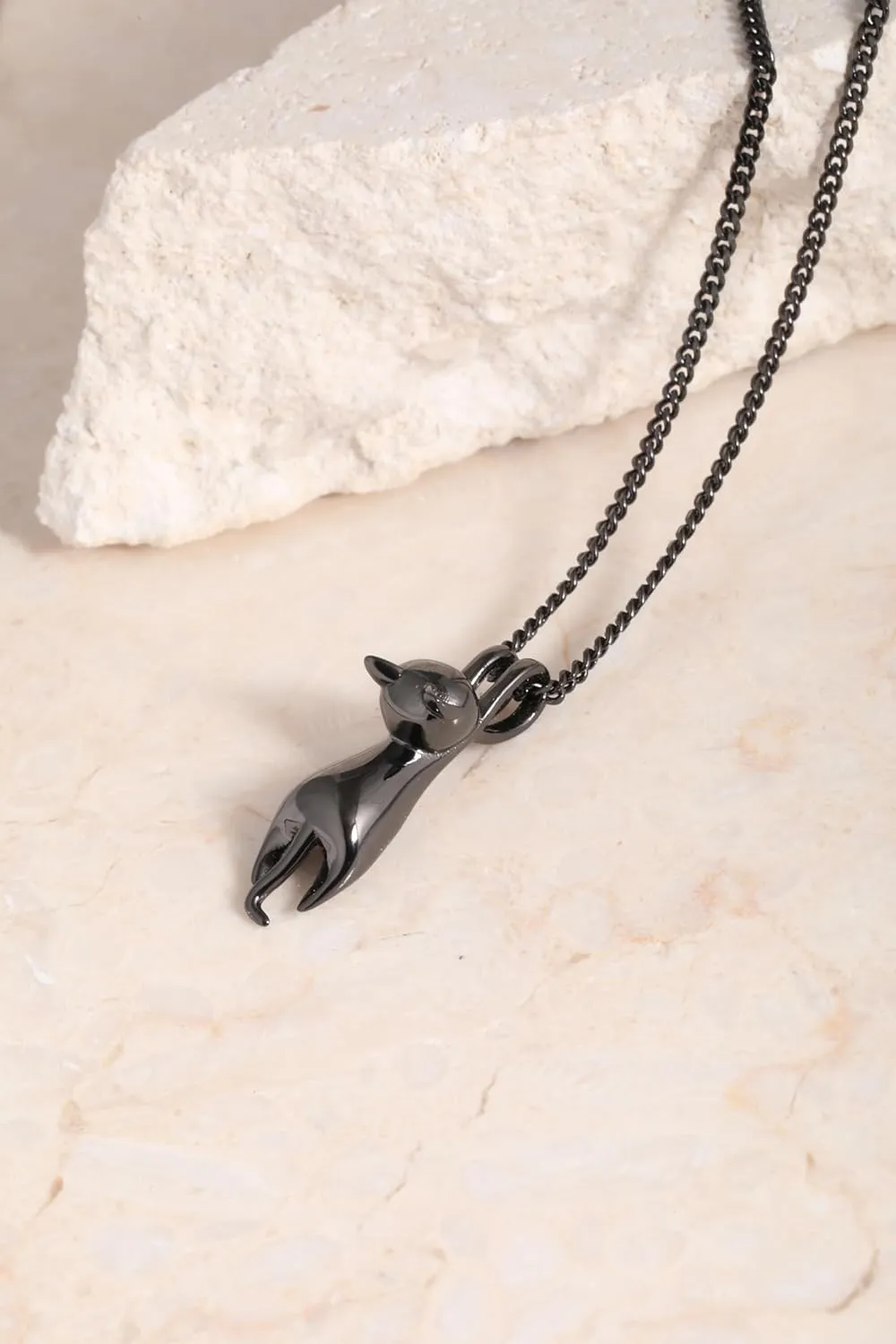 S.Leaf Sterling Silver Cat Necklace - Kitten Jewelry for Cat Lovers - Themed Gifts for Women