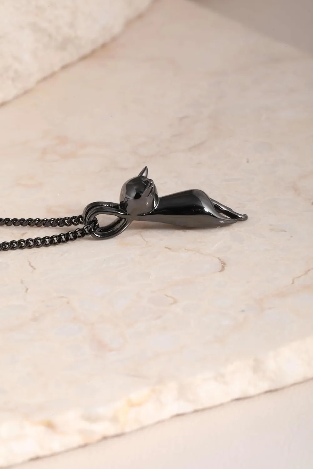 S.Leaf Sterling Silver Cat Necklace - Kitten Jewelry for Cat Lovers - Themed Gifts for Women