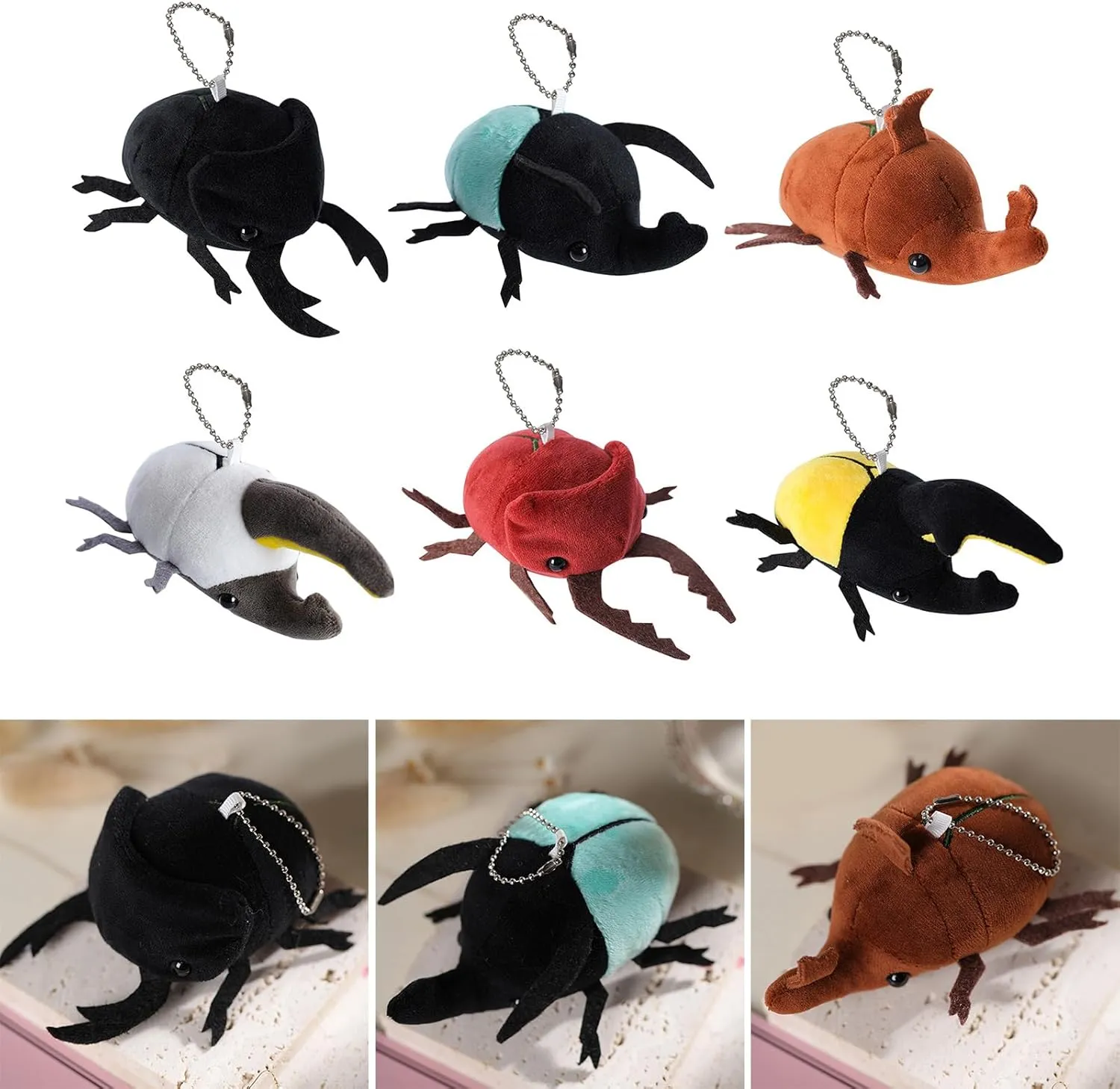 Small Plush for Bag Pendant Insect-Beetle Lovely Plush Keychain Women Handbag Ornament Kids Backpack Decors