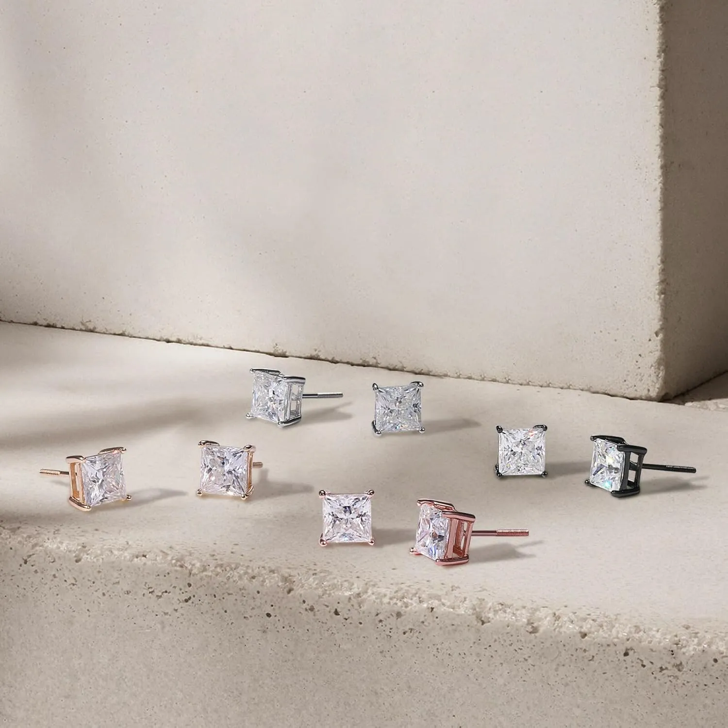 SMILEST 0.6-4ct Princess Cut Moissanite Earrings, D Color VVS1 Clarity Lab Created Earring 925 Sterling Silver Moissanite Screw Back Earrings Studs for Women Men