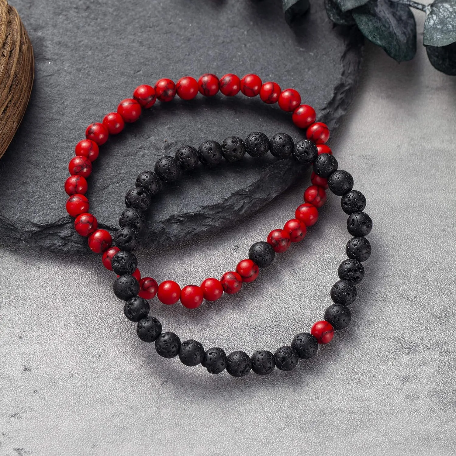 Softones 6MM Lava Rock Aromatherapy Anxiety Essential Oil Diffuser Beads Bracelet for Women Men,Friendship Couples Gifts Natural Stone Bracelets