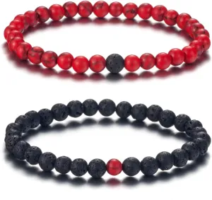 Softones 6MM Lava Rock Aromatherapy Anxiety Essential Oil Diffuser Beads Bracelet for Women Men,Friendship Couples Gifts Natural Stone Bracelets