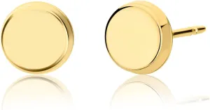 Solid 14k Yellow Gold Polished Dot Stud Earrings Circle Disc Minimalist Jewelry