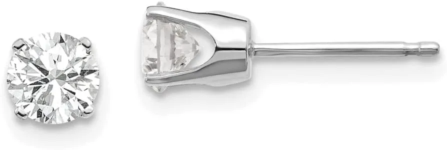 Solid Real 14k White Gold .75ct I1 J-K Diamond Stud Push-on Post Earrings 4.5mm
