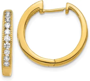 Solid Real 14k Yellow Gold Diamond Hoop Huggie Earrings - 18mm x 19mm (.499 cttw.)