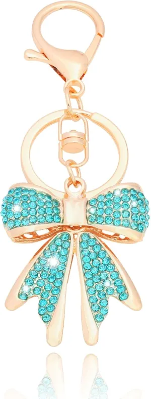 Sparkly Gold Plated Color Rhinestone Bow Keychains for Women,Charms for Key Purse Handbags Backpacks