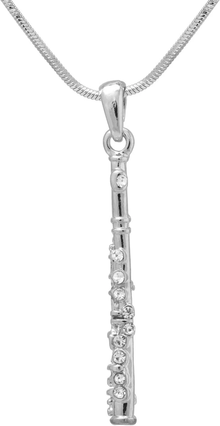 Spinningdaisy Silver Plated Woodwinds Musical Instrument Necklace
