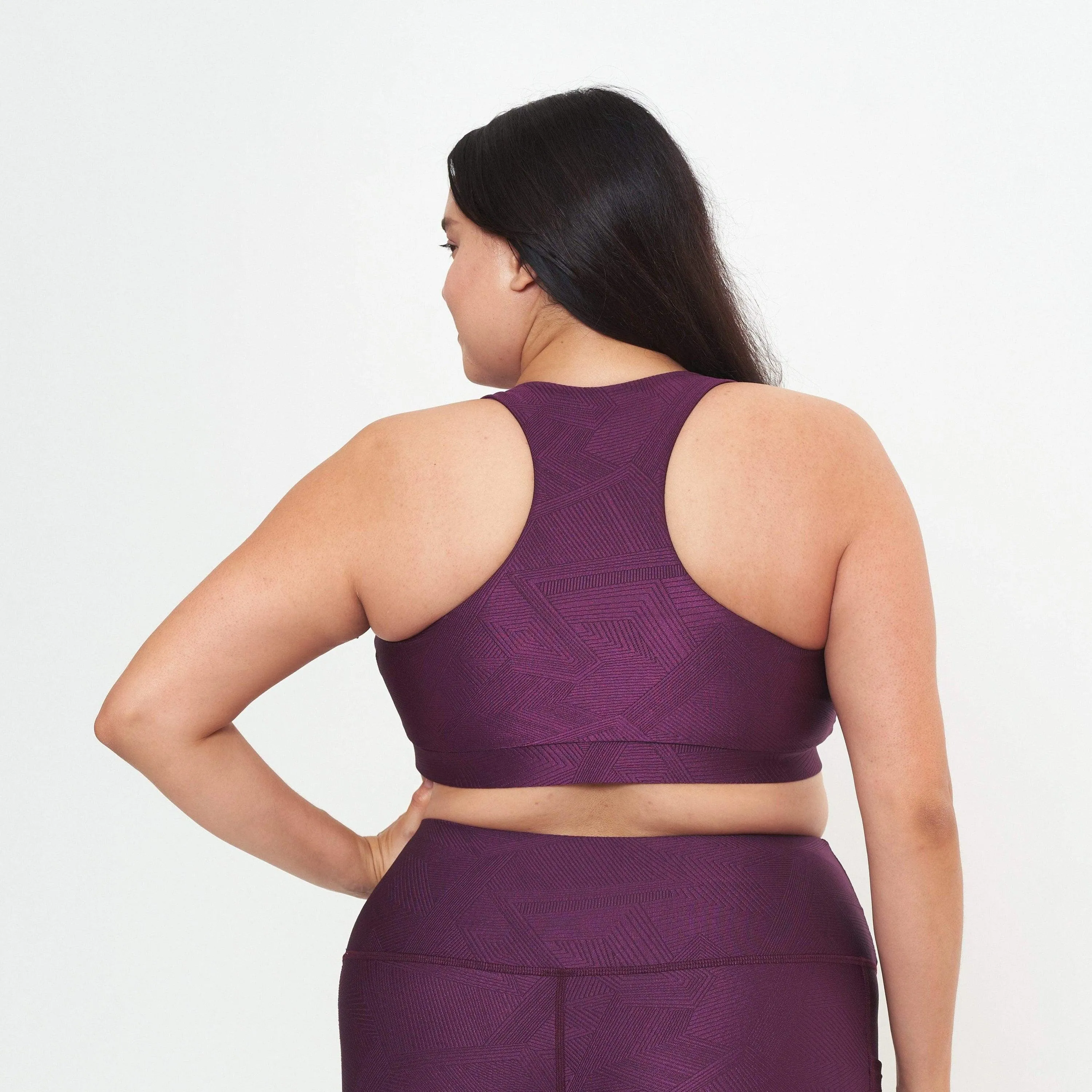 Square Neck Performance Bralette - Sangria Gerry Pattern