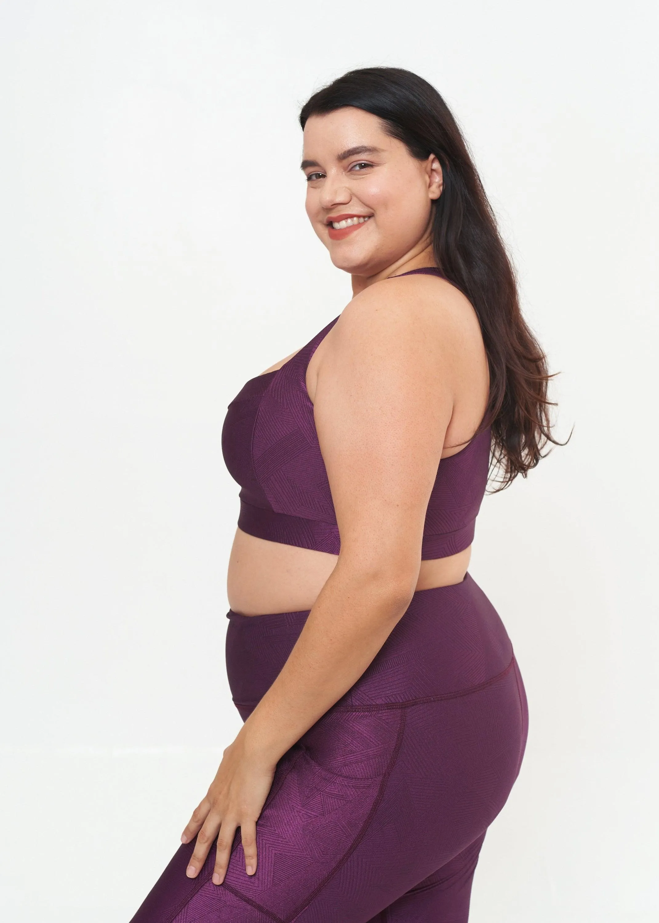 Square Neck Performance Bralette - Sangria Gerry Pattern