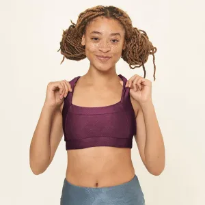 Square Neck Performance Bralette - Sangria Gerry Pattern