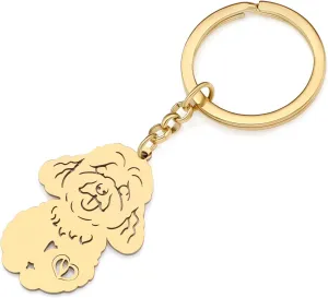 Stainless Steel Cute Poodle Dog Keychain Keyring Golden Doodle Gifts for Women Girls Car Key Accessories Bag Charms