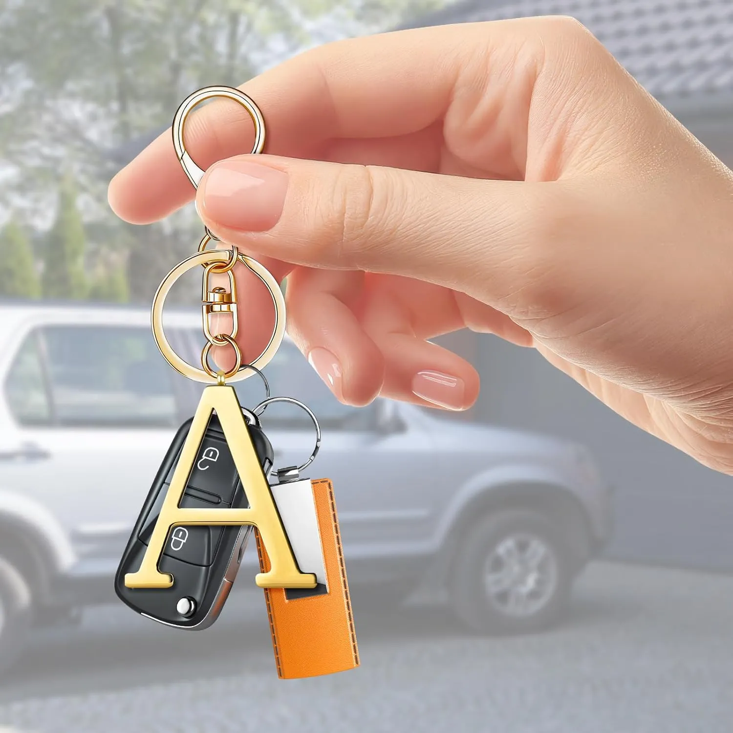 Stainless Steel Initial Letter Keychain, Gold Alphabet Keychains for Women, Cute Key Accessories for Bags, Purse
