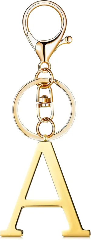 Stainless Steel Initial Letter Keychain, Gold Alphabet Keychains for Women, Cute Key Accessories for Bags, Purse