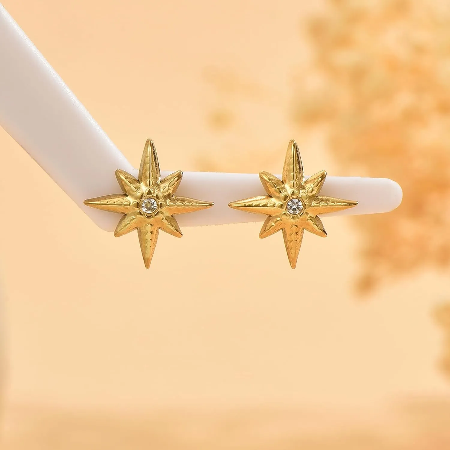 Stud Earrings for Women 18K Gold Plated Cubic Zirconia Stud Earrings Dainty Star Shell Starfish Butterfly Sun Stamen Stud Earring Minimalist Hypoallergenic Tragus Piercing Jewelry