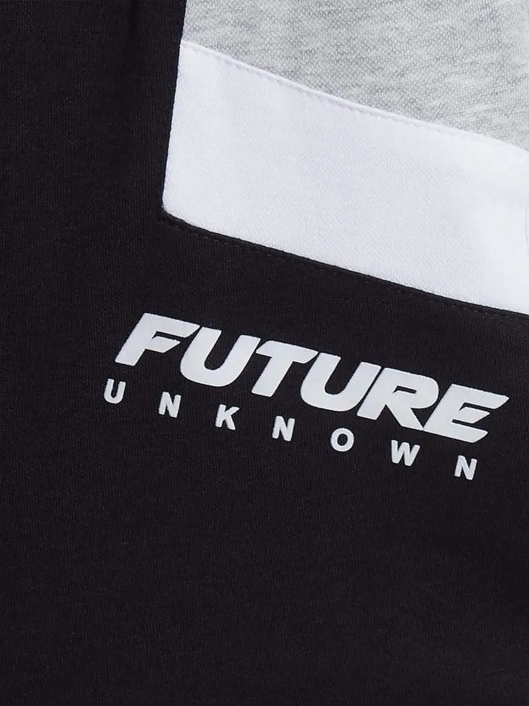 Studiofit Black Colour-Block Slim-Fit Shorts