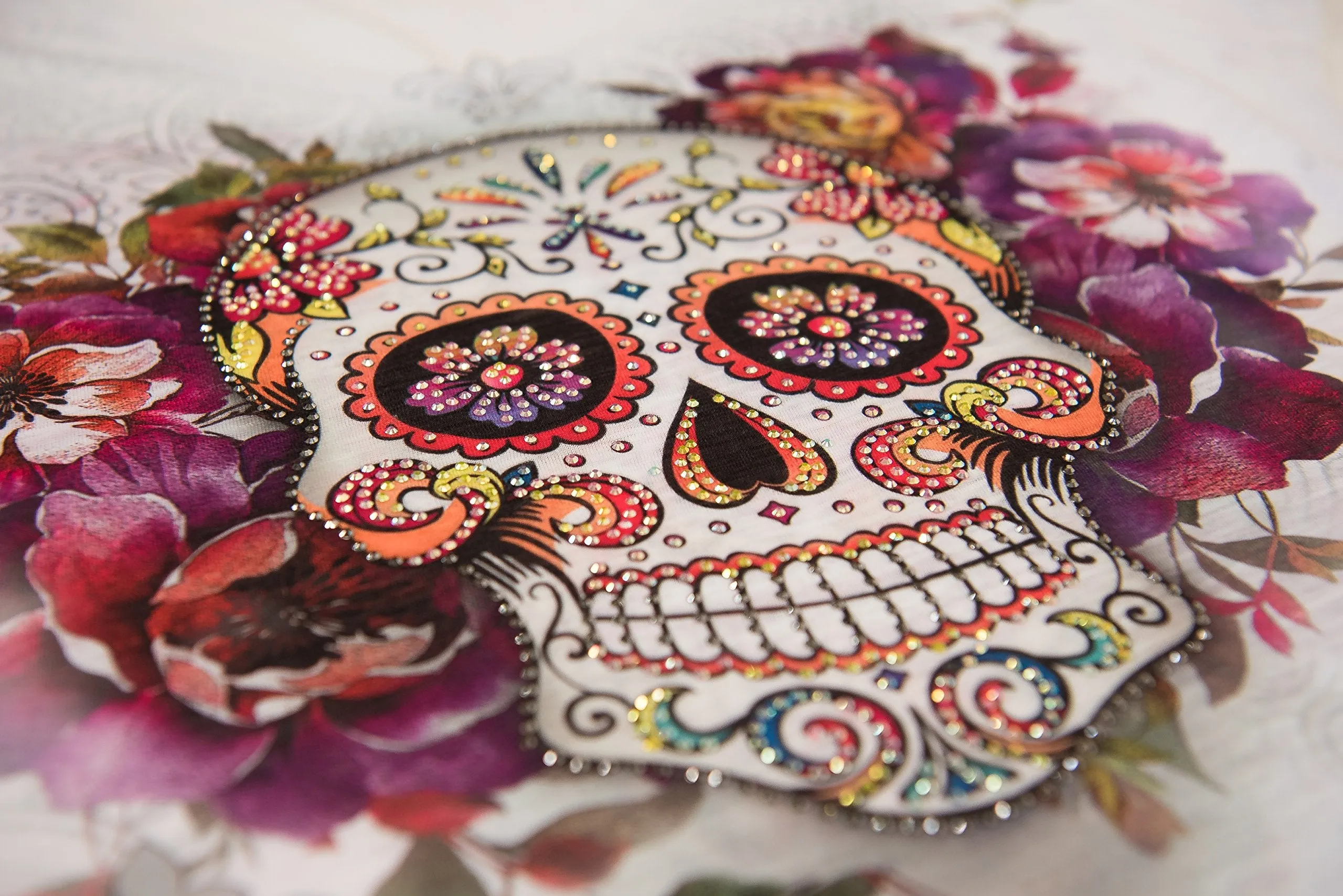 Sugar Skull Open Shoulder Tee