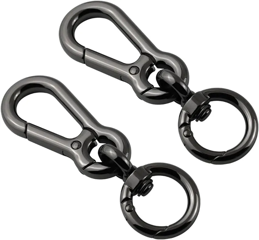 TANJUN Metal Spring Snap Hooks Clip,Car Keys Keychain, 2 Pack Heavy Duty Keychains,Trigger Spring Swivel Buckles for Bags